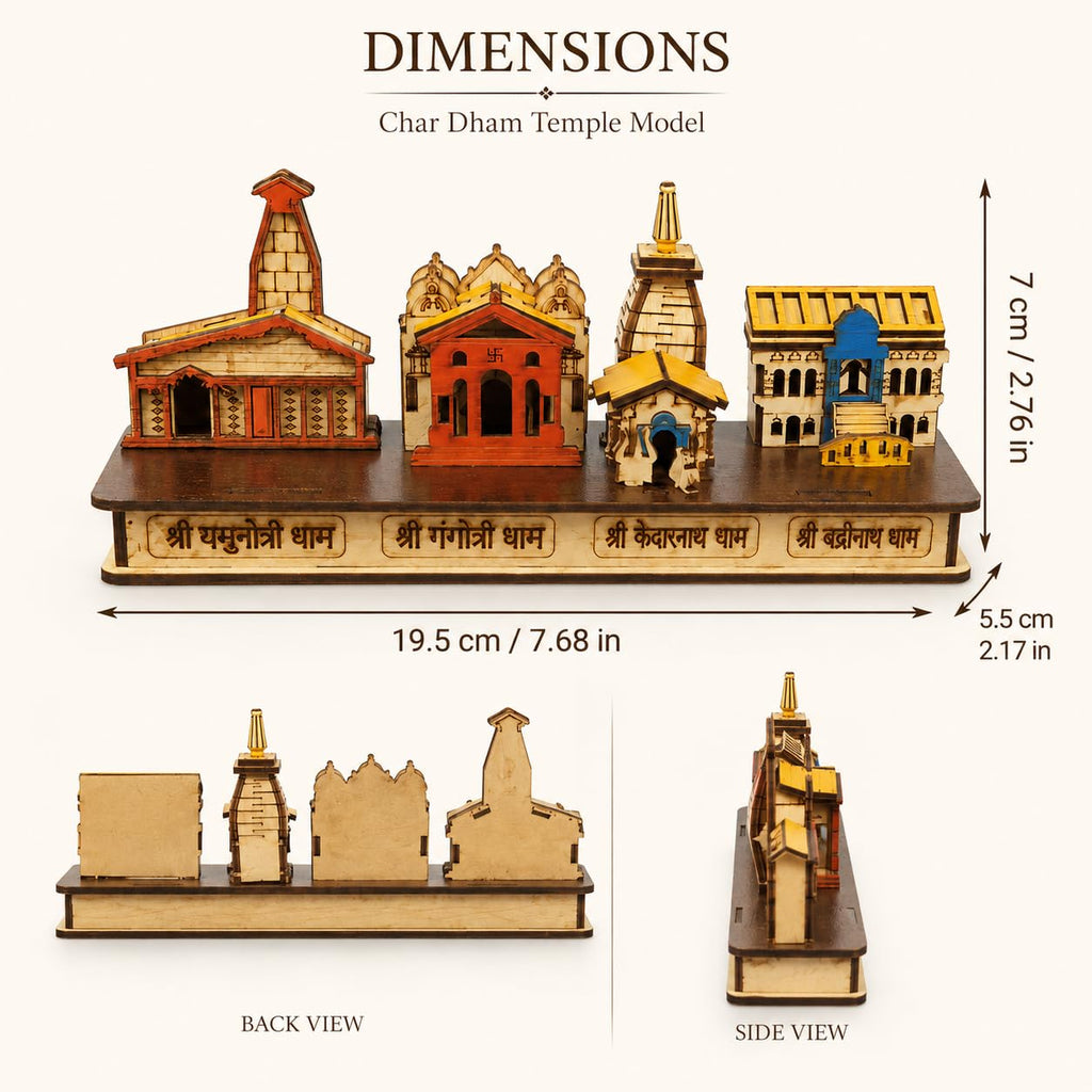 Char Dham Temple Model Yamunotri,Gangotri,Kedarnath,Badrinath 8 INCH