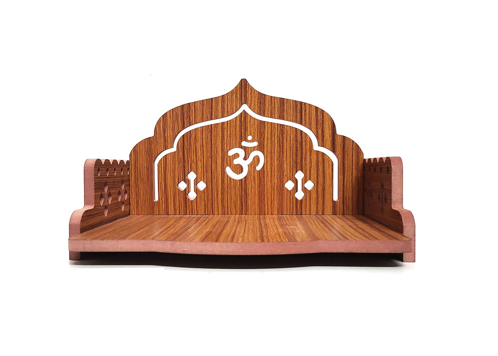DIVOKAH® Plywood Small Wooden Temple for Home Office and Shop/Sinhasan/Pooja Stand/Hindola (8.5 in * 6 in * 5.5 in) (8 MM Plywood Thickness) (WDN OMASAN)