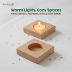 PrettyKrafts Square Wooden T-Light Holder | Single Tealight Candle Holder | 4x4 Inch | 15mm Thick MDF | Brown Wooden Table Décor for Home, Living Room, Pooja, Office Christmas & Festive Decoration