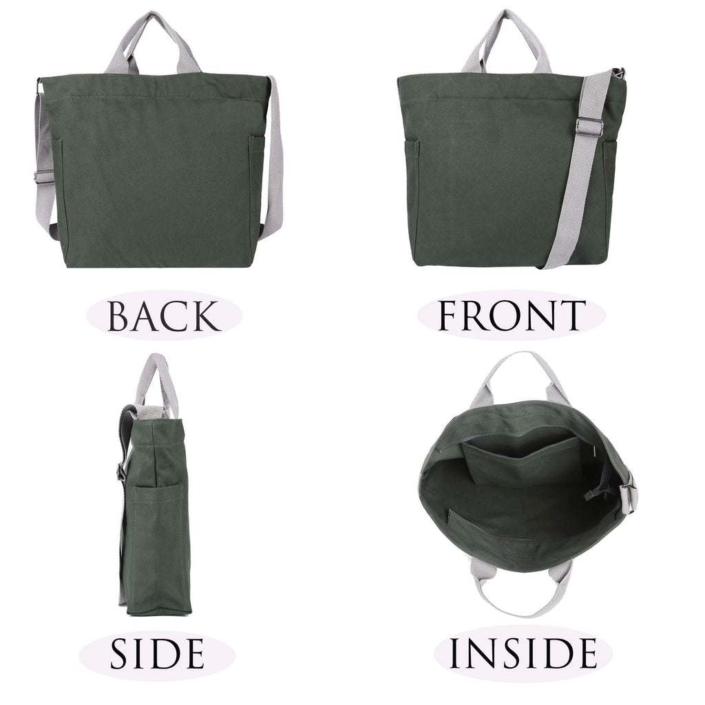 Sangra Women's Canvas Tote Handbag - Versatile Casual Shoulder & Crossbody Work Sling Bag (Dark Olive)