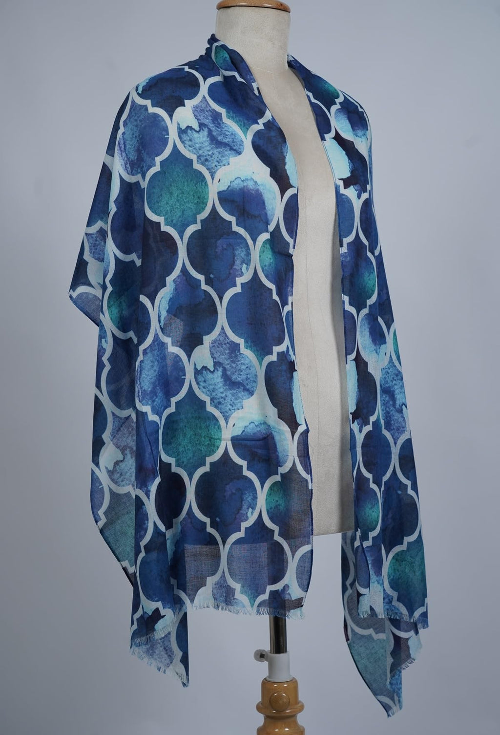 VIC Cotton Modal Digital Print Scarf for Women | Digital Print Designer Stole | Soft Lightweight Luxury Wrap | Premium Silk Modal Blend | 55 x 170 cm | VIC-SM-DP5517 (Blue quatrefoil)