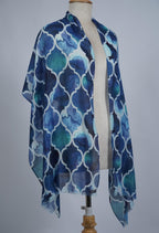 VIC Cotton Modal Digital Print Scarf for Women | Digital Print Designer Stole | Soft Lightweight Luxury Wrap | Premium Silk Modal Blend | 55 x 170 cm | VIC-SM-DP5517 (Blue quatrefoil)
