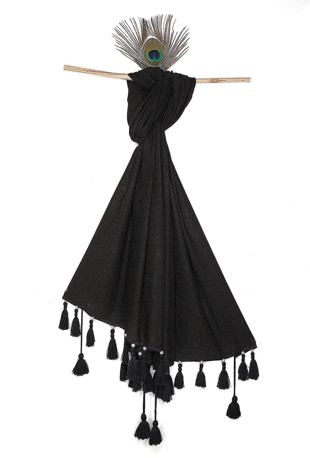 Chandwasia Viscose Fabric Scarf Stole Shawl | For Head Covering Neck Draping Shoulder Wrap Travel Casual Daily Use | Viscose Fabric Soft Texture Lightweight Breathable (Black)