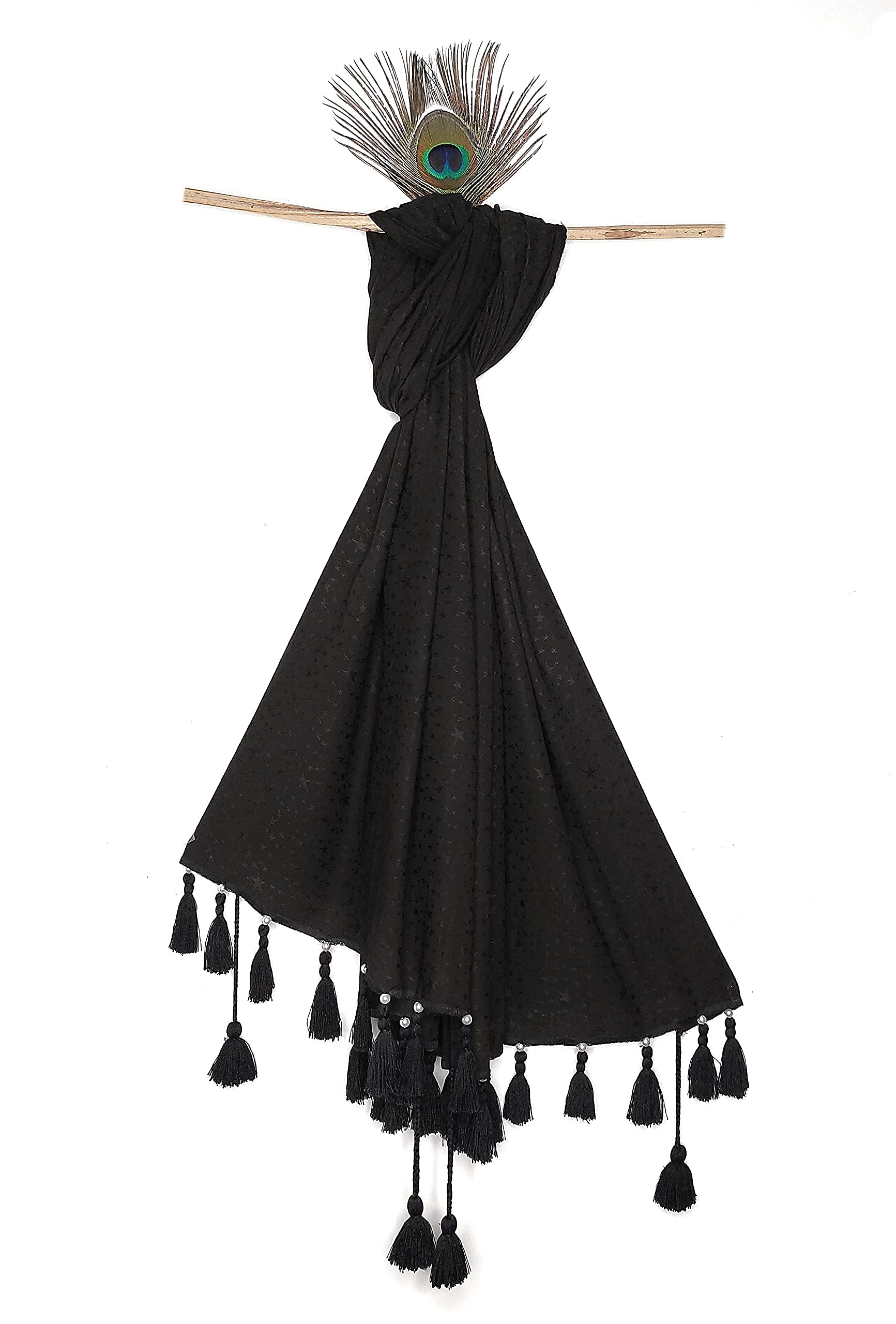Chandwasia Viscose Fabric Scarf Stole Shawl | For Head Covering Neck Draping Shoulder Wrap Travel Casual Daily Use | Viscose Fabric Soft Texture Lightweight Breathable (Black)