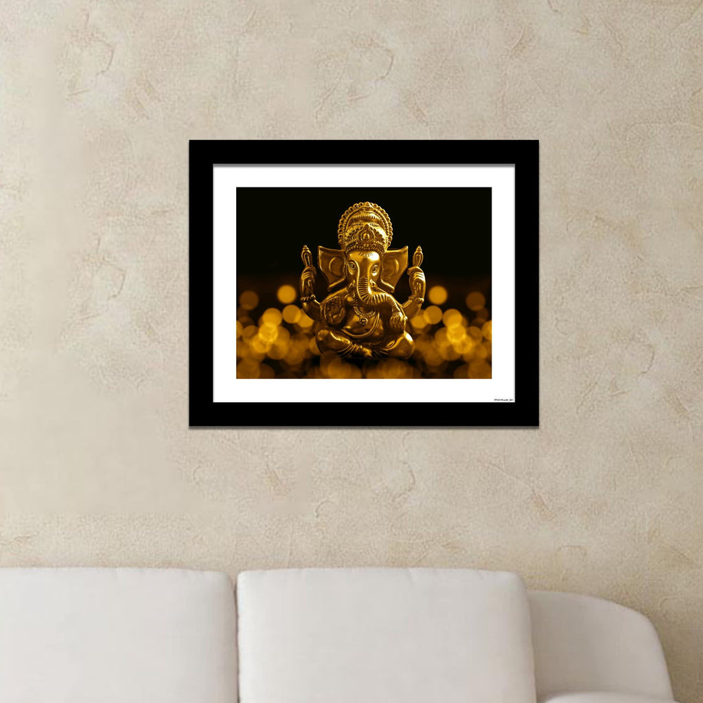 VIBECRAFTS Lord Ganesha Premium Wall Frame Painting Digital Reprint Posters with Synthetic Wooden Frame Home, Office Decorative Gift Item(11 inch x 9 inch)(PFVC1Pcs3H_501)