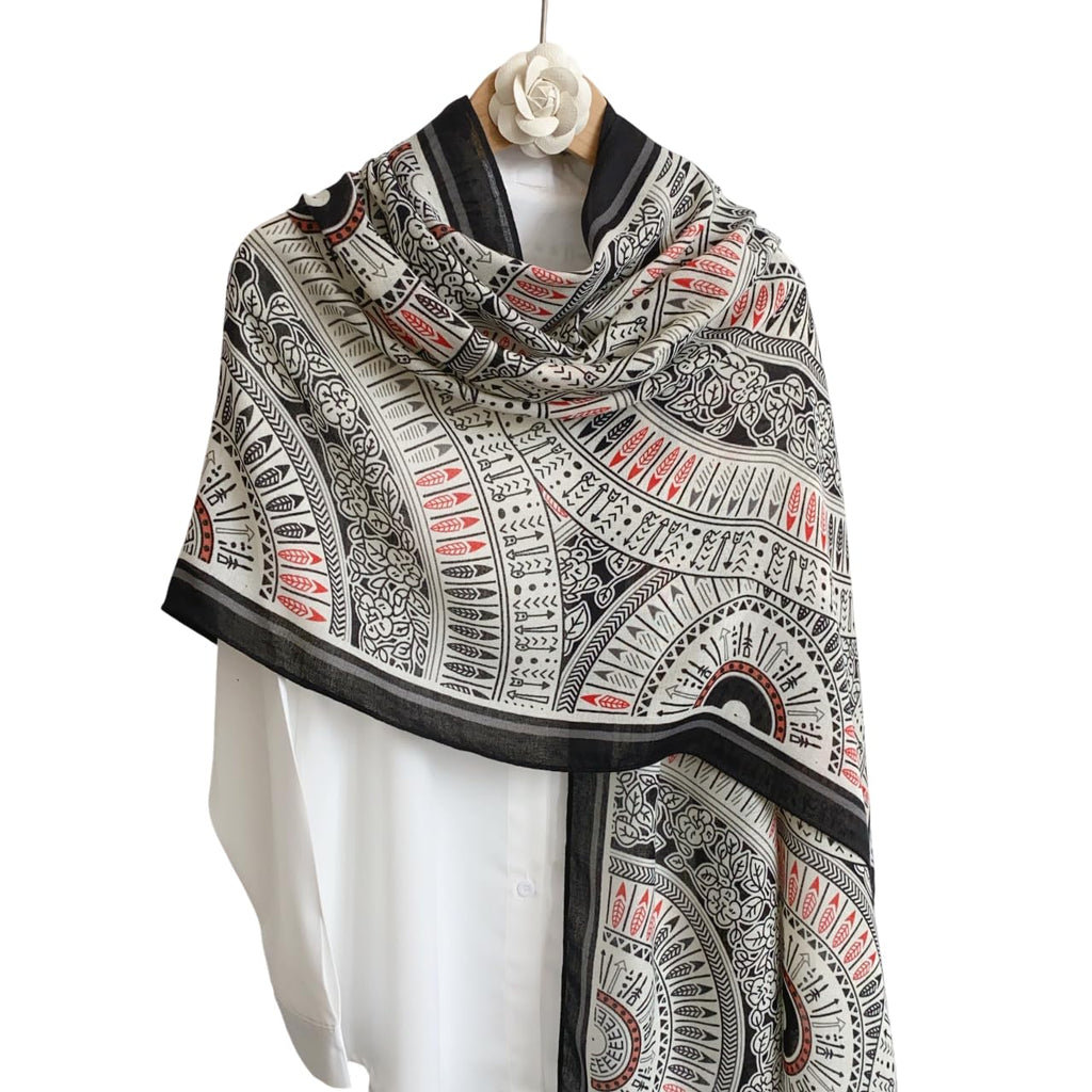 CrossKulture Viscose Scarf for Women | Lightweight & Long | Stole for Girls - Stylish Design | Neck Scarf, Hair Scarf, & Head Scarf for Women & Girls | All Season Accessory (Graphical16)