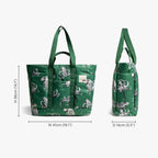 DailyObjects Idyll Western Tote Bag For Girls &Women | Crafted Using Soft-Touch & Water-Repellent Polyester | Polyfill Cushioning On The Inside | Holds Any Laptops Upto 14'' (Color - Green)