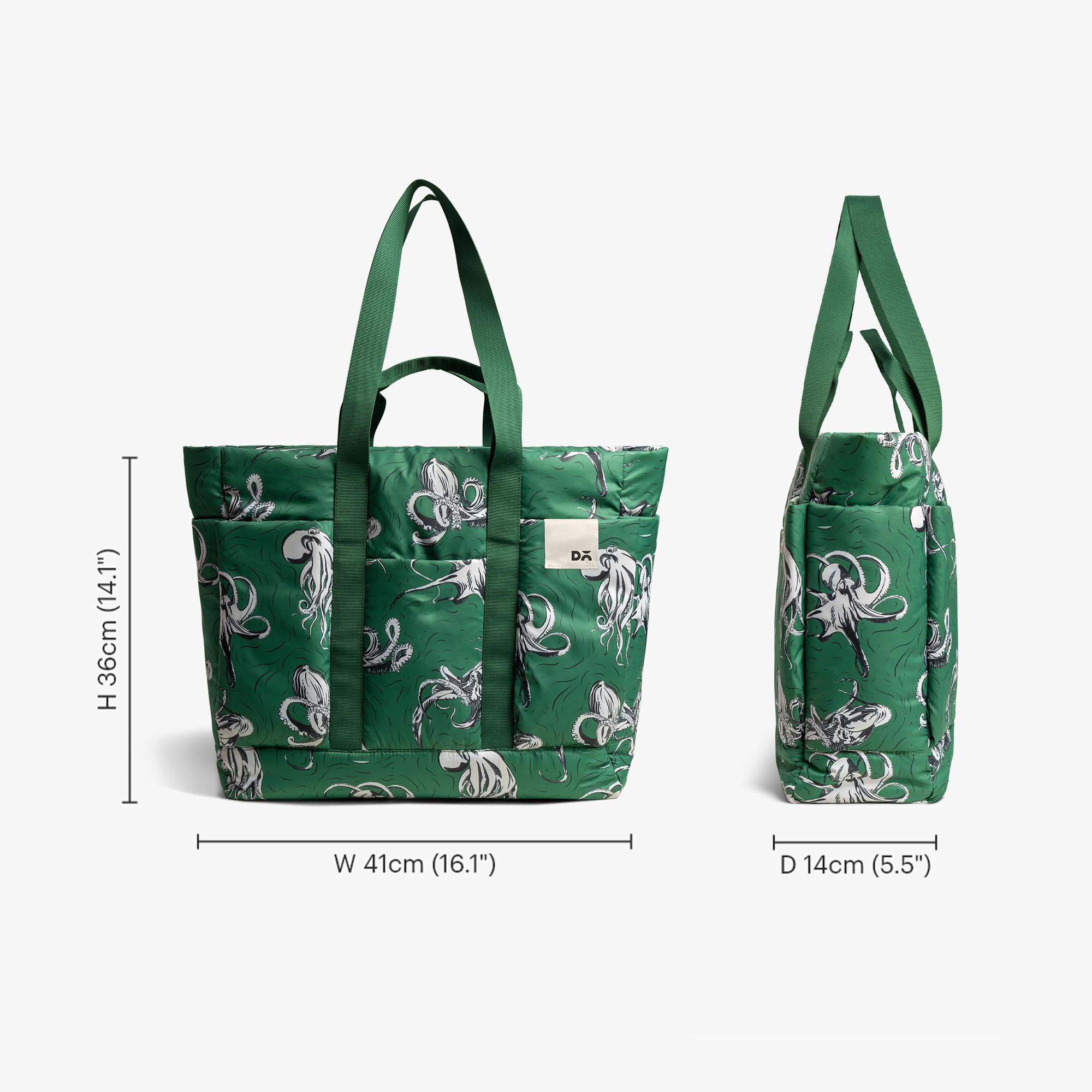 DailyObjects Idyll Western Tote Bag For Girls &Women | Crafted Using Soft-Touch & Water-Repellent Polyester | Polyfill Cushioning On The Inside | Holds Any Laptops Upto 14'' (Color - Green)