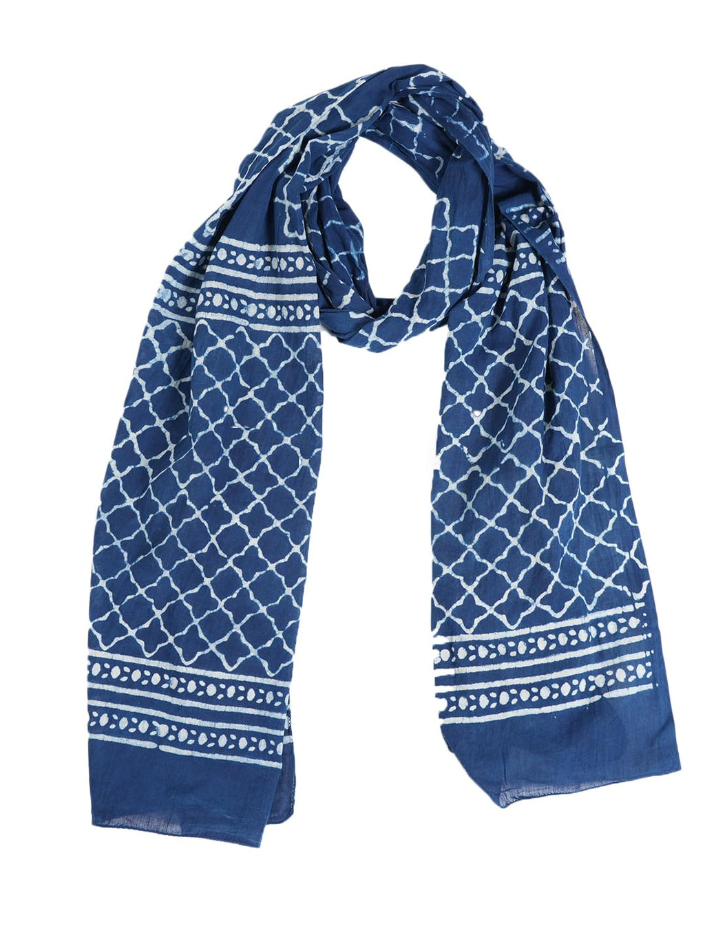 Gutthi Women's Cotton Stoles | Scarf Lightweight & Comfortable for All Seasons, Size (100X180 CM) (Blue)