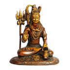ARTVARKO Lord Shiv Shankar Shiva Brass Metal Murti Bhagwan Bholeynath Statue for Puja Home Décor Copper Gold 10 Inch.