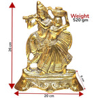 KridayKraft Aluminium Gold Plated Radha Krishna Idol Statue Showpiece - Decoration Items for Home Decor Living Room Mandir Temple Pooja Room Table Top Office