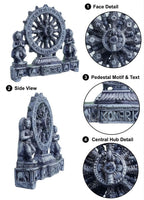 Zenith Zone Black konark Chakra Wheel showpiece – Antique Finish Sun Temple Sculpture for Home Decor & Gifting – Handcrafted Indian Artifact for Desk, Shelf, or Altar