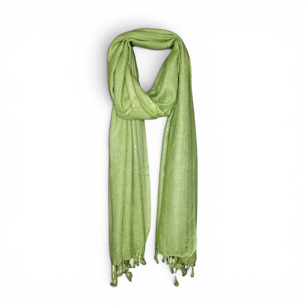 STOLE STUDIO Elegant Luxurious Sequence Viscose Stole Scarf (Green)