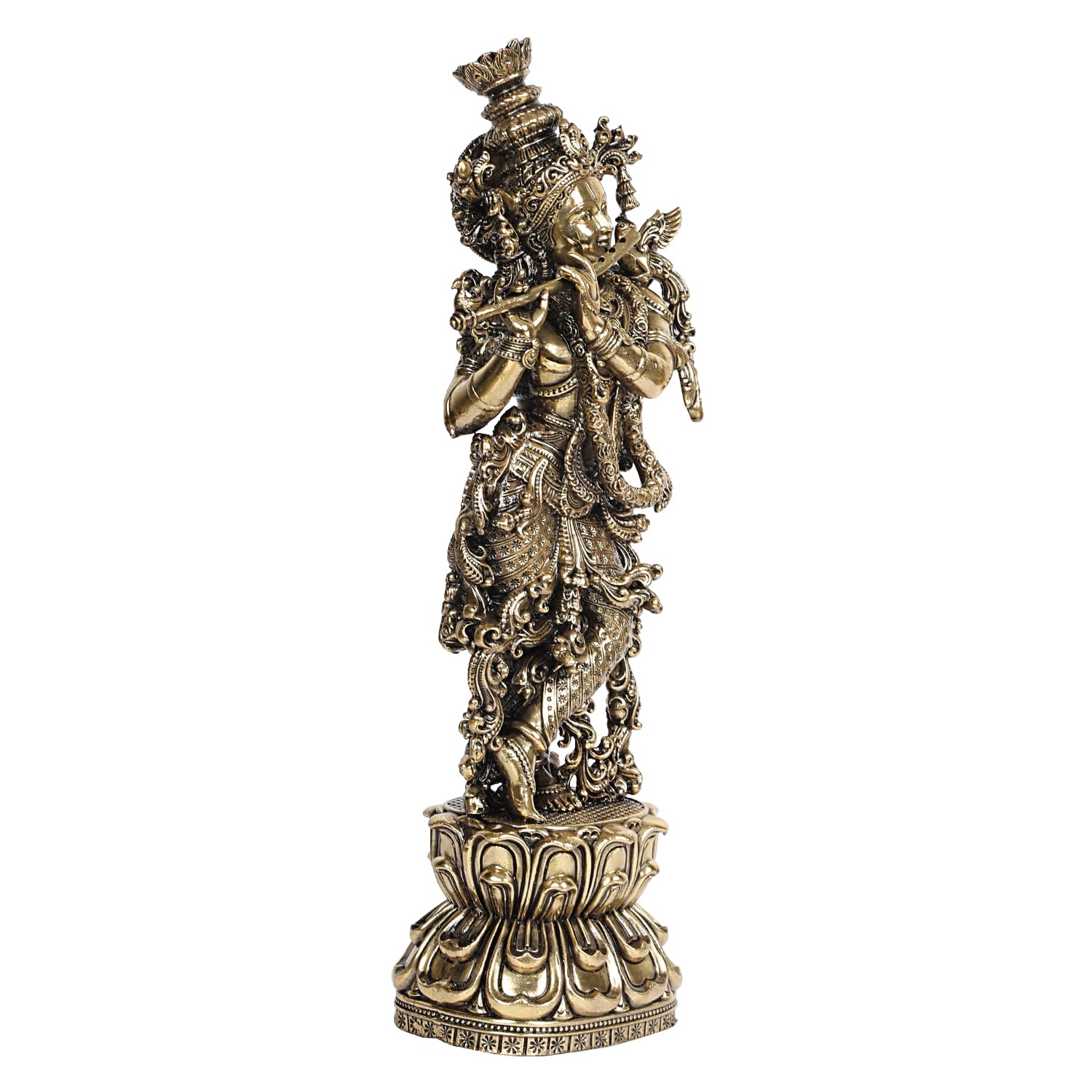 ARTVARKO Lord Large Krishna God Brass Murti Statue of Love Flute Playing Home Décor Living Pooja Room Mandir Temple 12 Inch