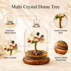 Ritualistic Dome Crystal Chakra Tree | Amethyst Gemstone Bonsai Wish Tree with Glass Dome | Healing, Energy Balance & Meditation | Feng Shui & Vastu Trees of Life | Home Décor & Spiritual Gift