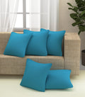 Yellow Weaves Cotton Canvas Decorative Cushion Covers, (16 X 16 Inches), Set Of 5, Sky Blue, 250 TC