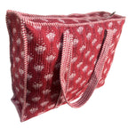 Bazaar Bhoot Edition Premium Cotton Quilted Shopping Tote Bag - Multipurpose Long Lasting Foldable Reusable Bag with zipper for Shopping, Travel & Daily Use - Made in India (Dark Pink)