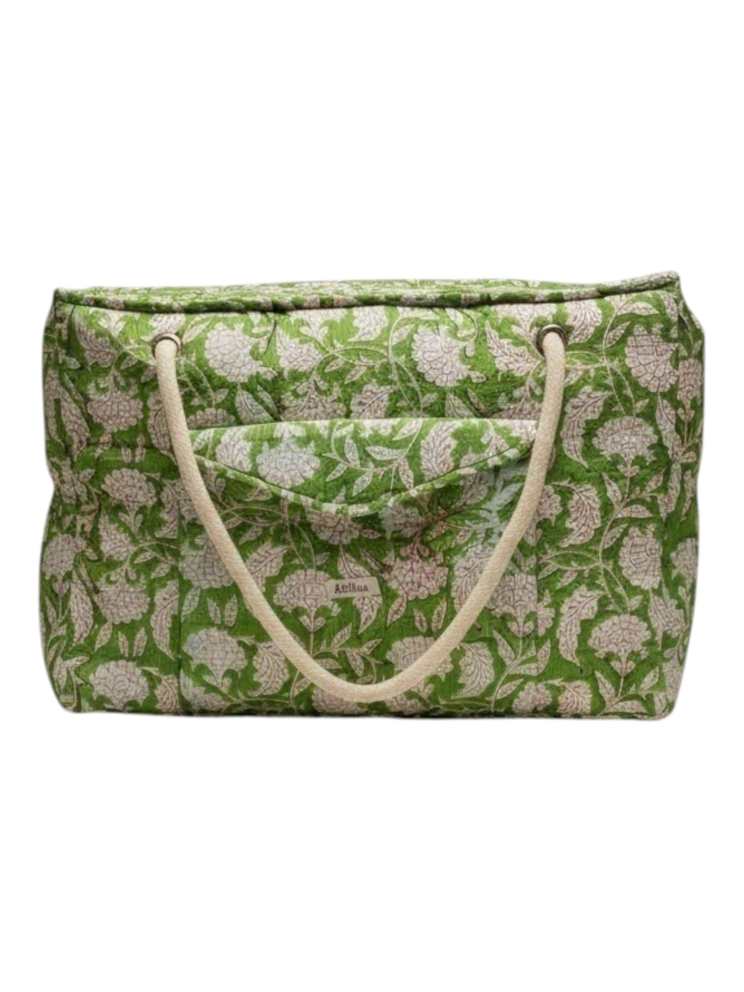 Eddika Quilted Cotton Tote Bag (Floral Print).