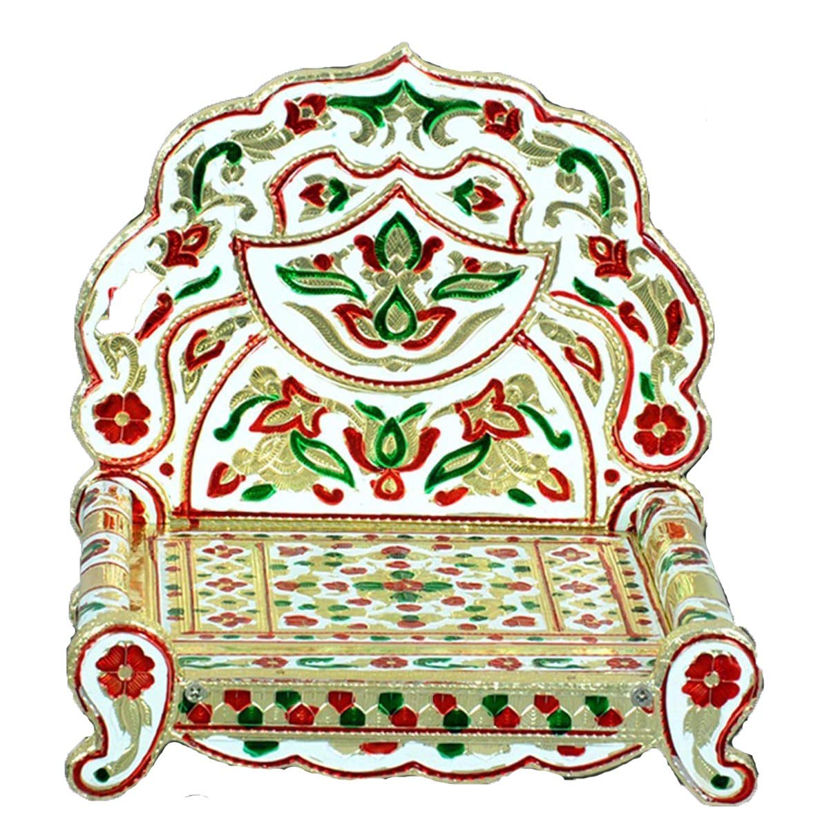 Handicrafts SRS Meenakari Gold Plating Antique Design Shihasan/Asan with Premium Look