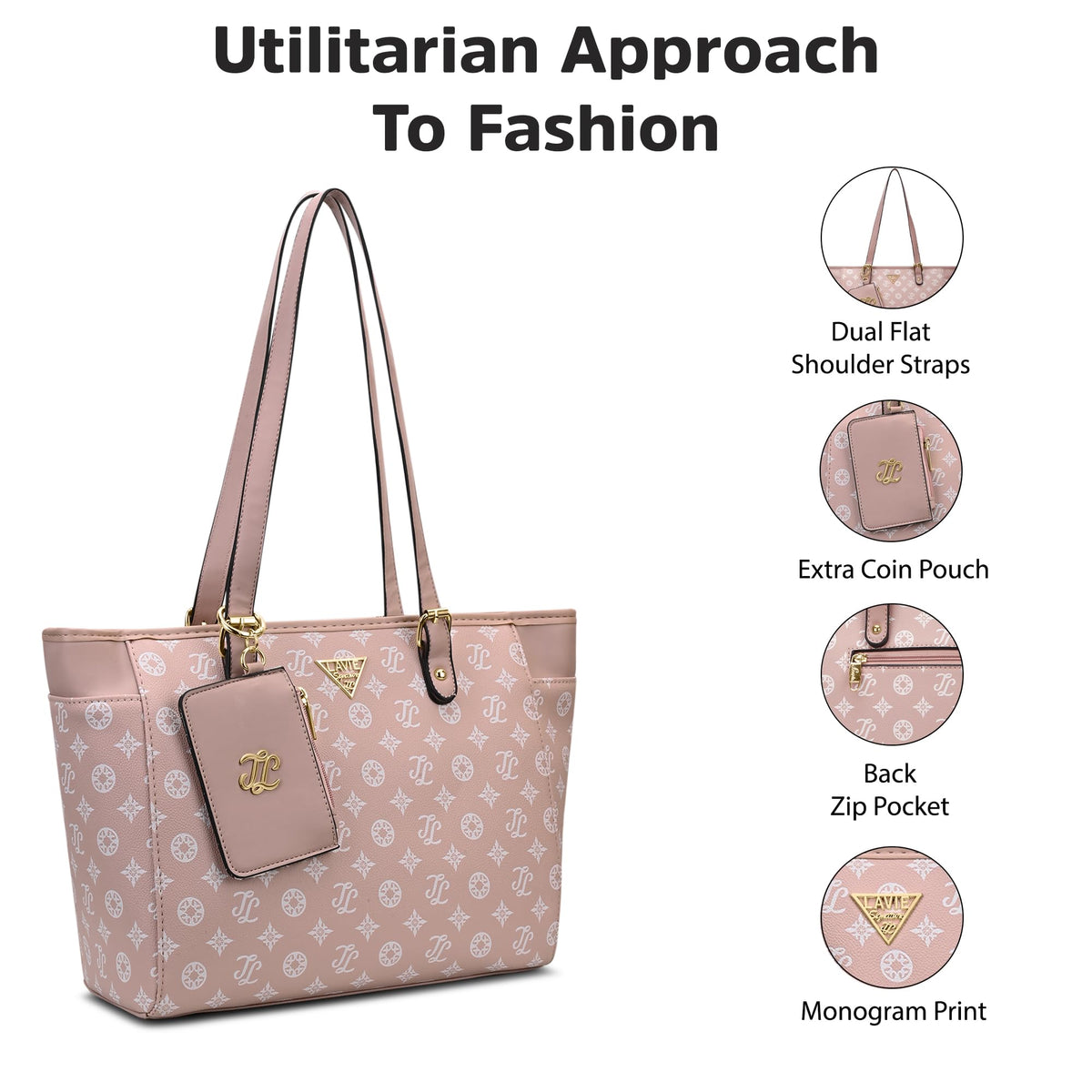 Lavie Signature Women's Mono Appleton Tote Handbag | Tote Bag for Work | Ladies purse | Stylish Shoulder Bag | Gift for Women