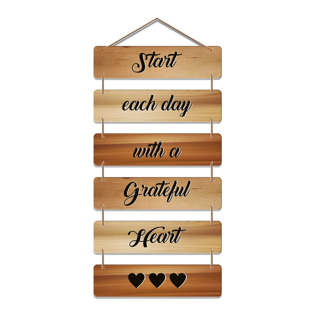 Artvibes Start Each Day with a Grateful Heart Designer Wall Hanging Wooden Art | Quotes Decor Item | Wall Poster | Office Decor | Wall Art Print | Inspirational quotes | Gift Items (WH_3245N)
