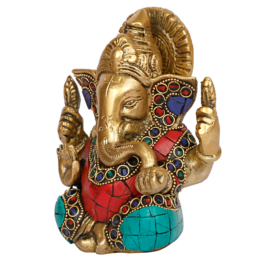 ARTVARKO Brass Idol Ganesha Murti Ganpati Statue for Home Decor Manidr Temple Office Gift Height 4.5