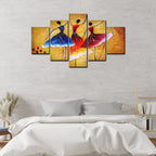 VIBECRAFTS Three Women doing Spanish Dance 5 Pieces Canvas Wall Painting For Home|Office|Living Room|Gift (PTVC5Pcs1_5502)