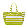 AQVA Striped Beach/Pool Cotton Tote Bag for Women with 4 Outer Pockets | Large Capacity | Stylish Multipurpose Handbag | Resuable Shoulder Bag for for Office, Travel, Beach & Work (Lime)
