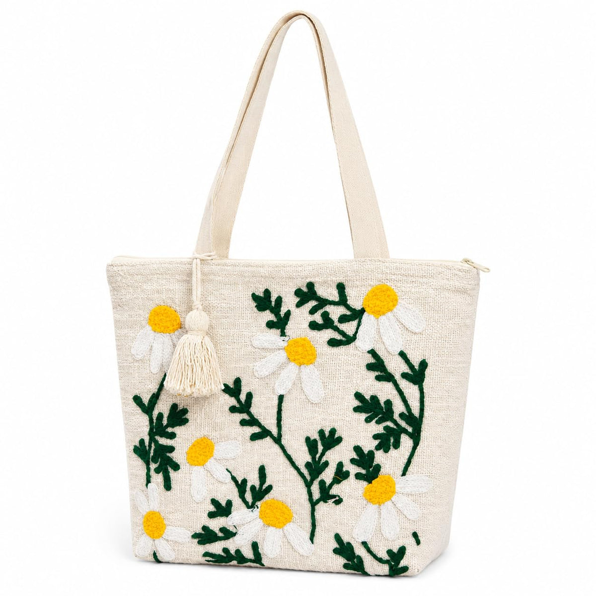 OLL Floral Canvas Tote Bag for Women | Pinterest Viral Aesthetic Tote Bag | 15x15 Inch Large Reusable Shoulder Bag | Summer Casual Daily Use Handbag for Office, College, Shopping & Travel - DGSN-20