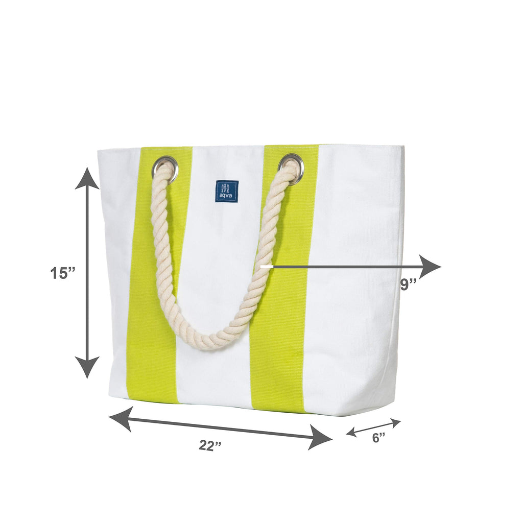 AQVA Women's Tote Bag With Zipper Pouch, Cotton Canvas Shoulder Bag With Rope Handles & Magnetic Button Closure, Utility Handbag For Travel, Work, Shopping, Office, College, Beach, White
