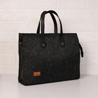 FOHOGO Jute Bag for Unisex | Lunch Bag/Tiffin Bag/Carry Bag/Jute Bag | Tote Bag for office (Black, Large (12”x16”x7”))