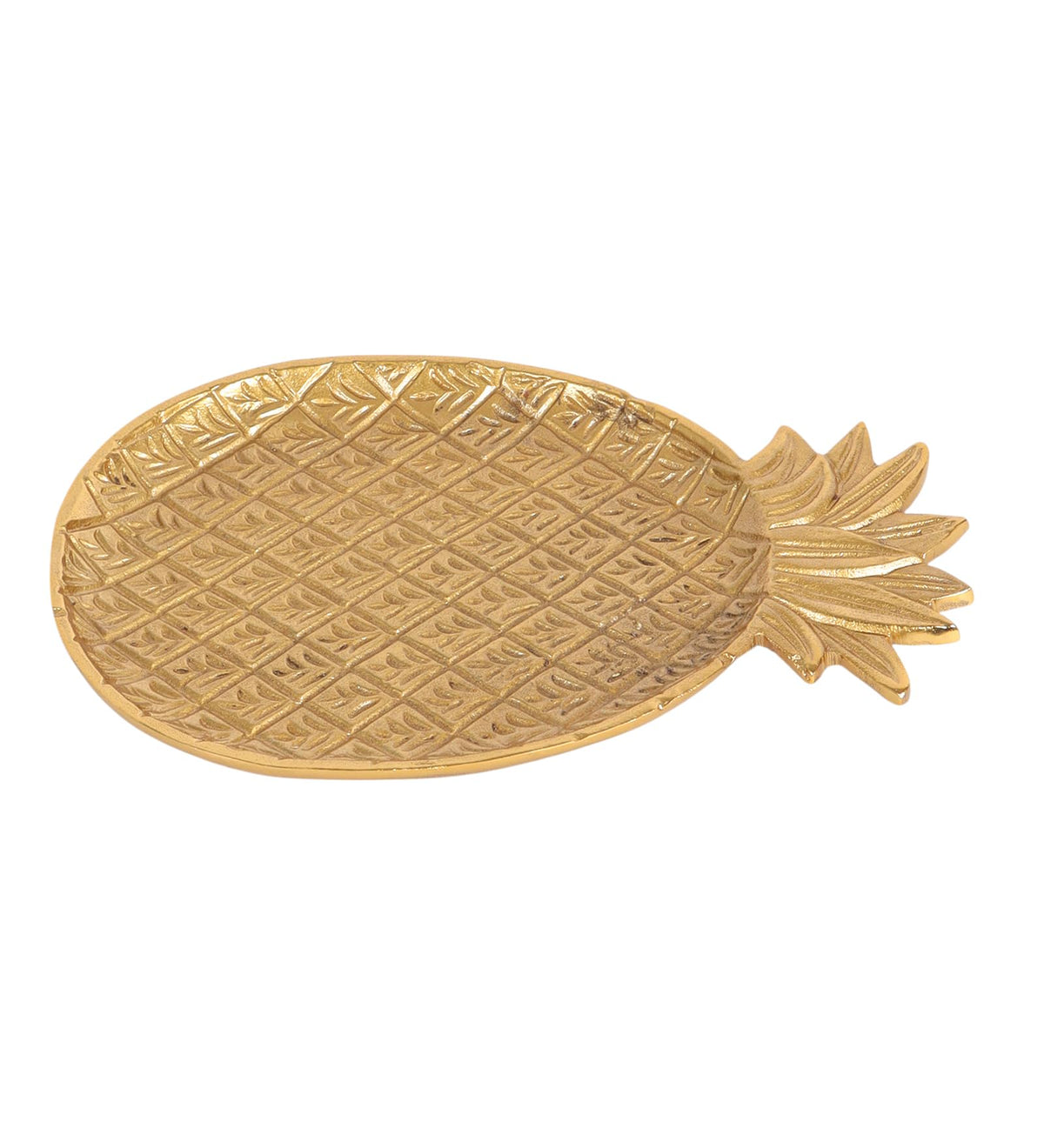 Two Moustaches Aluminium Pineapple Shaped Serving Tray, Serving Plates for Home, Platters for Tea/Coffee/Snacks, Plate for Dry Fruits, Housewarming Gift, Home Decor Items, Golden, Pack of 1