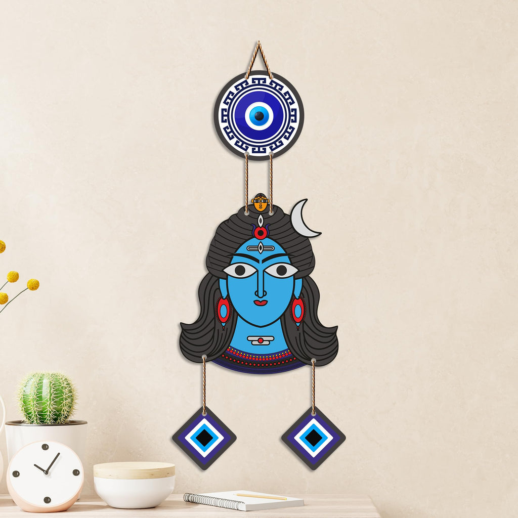 Artvibes Shiva Face Evil Eye Wall Hanging for Home Temple & Entrance | Spiritual MDF Wall Decor | Vastu Wall Art for Living Room | Office | Bedroom & Main Door | Gift Item (WH_8590N)