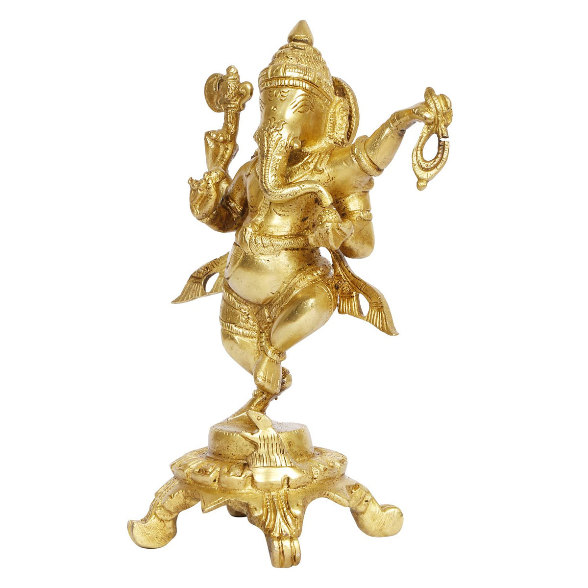 ARTVARKO Brass Ganesha Bhagwan Idol Dancing Ganesh Standing Statue Ganpati Murti for Temple Puja Home Entrance Décor Luck Gift Height 8 Inch