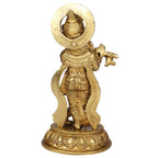 SVARUP Brass Lord Krishna Idol Figurine Krishna Sculpture Decorative Showpiece Home Office Temple Gift Height 8 Inches
