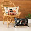 STITCHNEST Elephant & Boho Floral Satin Cushion Covers 12x18 Inch, Pack of 2 for Living Room, Sofa & Kids Room Decor