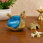 KridayKraft Aluminium Container Mukhwas Dining Box, Mouth Freshener Storage For Gift Home kitchen Peacock shape, Mukhwas Box (Gold)(1 Piece)