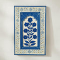 ATRANGI STUDIO Coastal Blue Wooden Wall Frame | Handpainted Jharokha Style Floral Wall Hanging | Rajasthani Traditional Art | Framed Wall Painting for Living room, Bedroom, Office | 12×8 Inch
