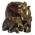 ARTVARKO Brass Elephant Family Baby Haathi Statue Idol Kalash Shankh Carving Vaastu Hathi for Good Luck Success Prosperity Home Décor Marriage Gift (Cherry Gold 5 Inch)