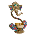 ARTVARKO Brass Ganesha Ganesh Diya Stand Incense Burner and Diya Jyoti Deepak Oil Lamp Diwali Gift Tealight Loban Holder Aarti Stand for Home Office Temple Puja 8.5 Inch