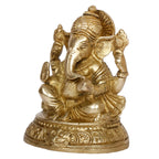ARTVARKO Brass Lord Ganesha Murti in Blessing Posture Sitting with Modak Ganesh Bhagwan Idol Ganpati Metal Statue for Home Office Entrance Decor Pooja Marriage Gift Antique Gold 5 Inch
