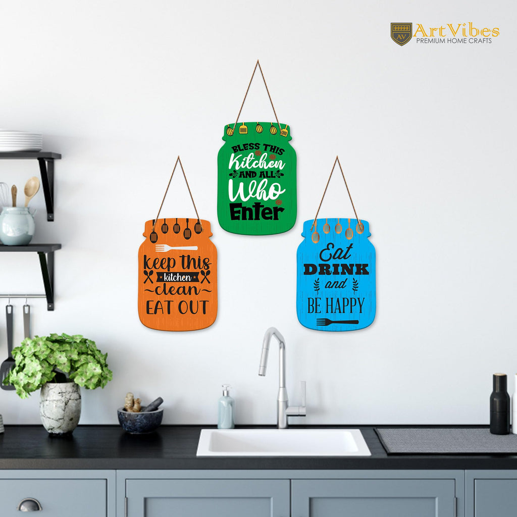 Artvibes Kitchen Brings Family Together Quote Decorative Wall Hanging Decoration item for Kitchen | Home Decor | House Warming Gifts | Kitchen Quotes Decor Item | Wall Decoration (WH_8906NN)