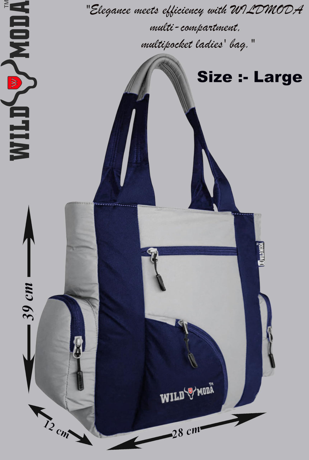 WILD MODA Kat Women Shoulder and Tote Bag (Grey & Blue)