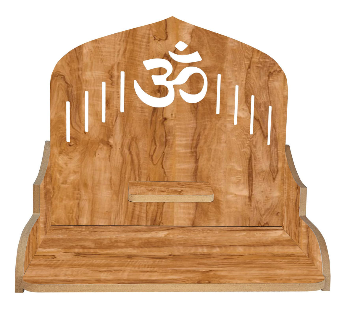 LINGAZ Wall Mounted Wooden Home Pooja Temple Mandir Puja Room Items Stand Office Decor