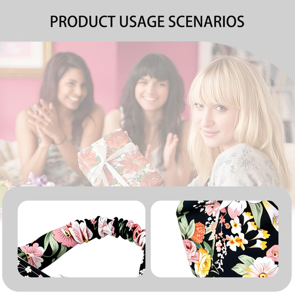 4Pcs Hair Bandanas for Women, Head Scarf for Women Bandana Scarf Headscarf Lightweight Fabric, Elasticated Back Ensures a Secure Fit for Most Head Sizes, No Slipping, Pulling or Discomfort During Use