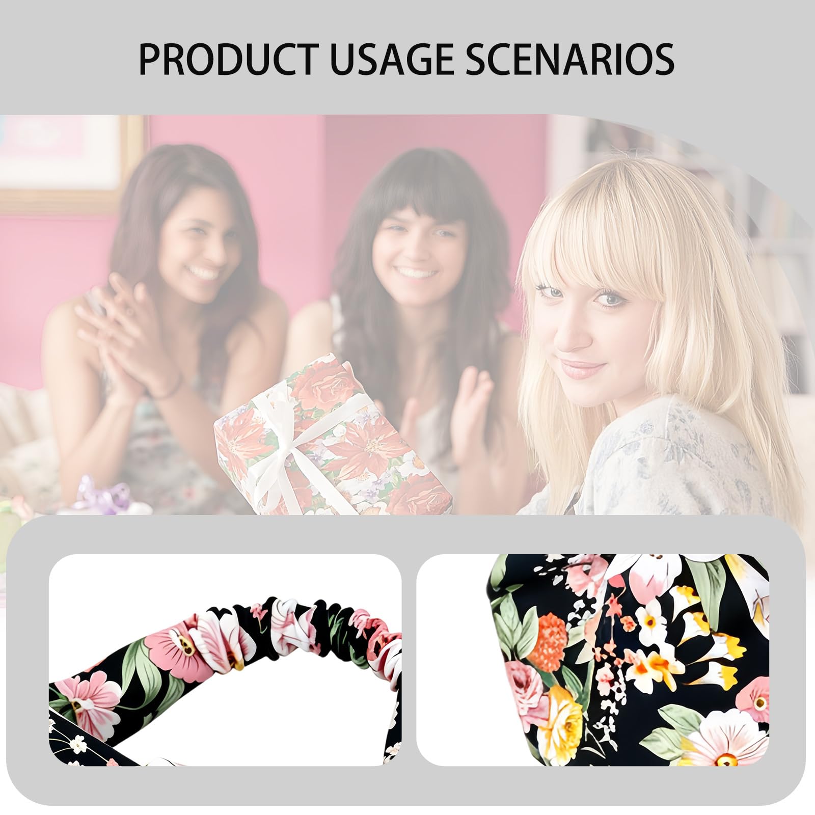 4Pcs Hair Bandanas for Women, Head Scarf for Women Bandana Scarf Headscarf Lightweight Fabric, Elasticated Back Ensures a Secure Fit for Most Head Sizes, No Slipping, Pulling or Discomfort During Use