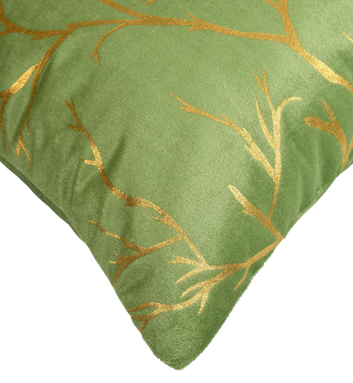 Stuffique Velvet Foil Cushion Covers 24 inch x 24 inch Set of 2, Pista Green