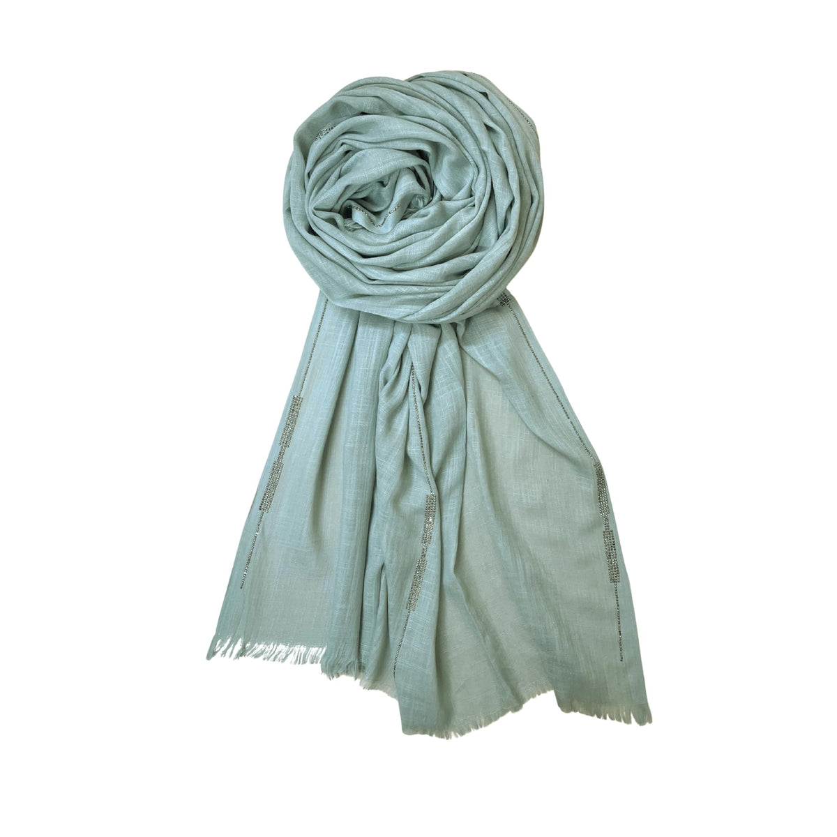 FAHABO Scarf Woman Voile Cotton Scarves with Rhinestone Embellishments | Hijab Scarf | Headscarf | Neck Scarf | Stoles | Wraps Size 71 L x 32 W (Tempered Grey)