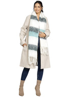 Ravaiyaa - Attitude is everything Women's Cashmere Wool Acrylic Scarf Winter Long Scarves, Neck Wrap 72 X 14 Inch (White & Grey)