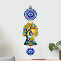 Artvibes Buddha Under Bodhi Tree Wall Hanging with Evil Eye Protection Charm | Spiritual Meditation Decor for Peace | Harmony and Positive Energy | Wall Art for Living Room | Yoga Room (WH_8595N)